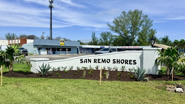 San Remo Shores neighborhood entrance sign